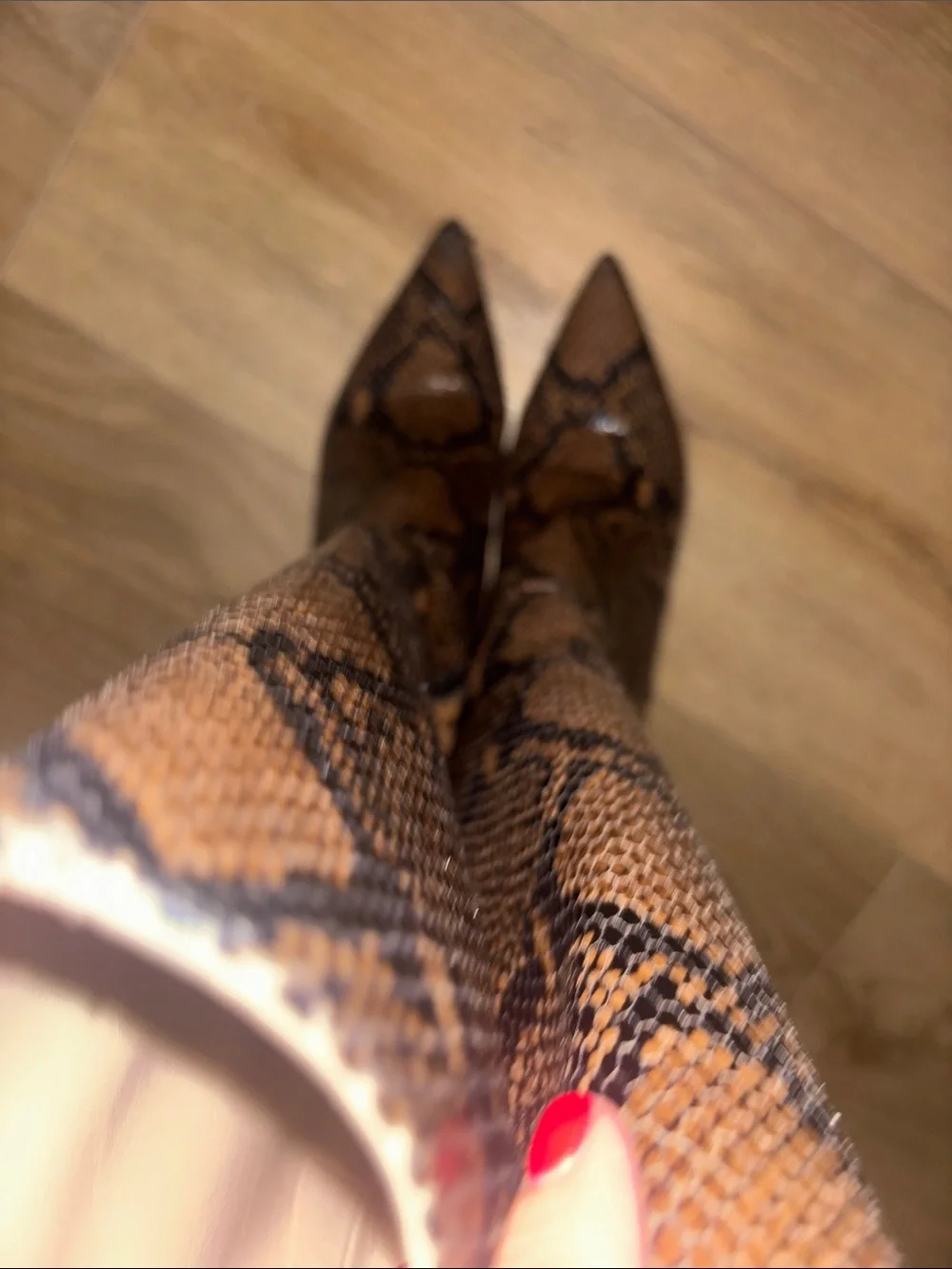 Stuart Weitzman Snake-Print Brown Over-the-Knee Boots